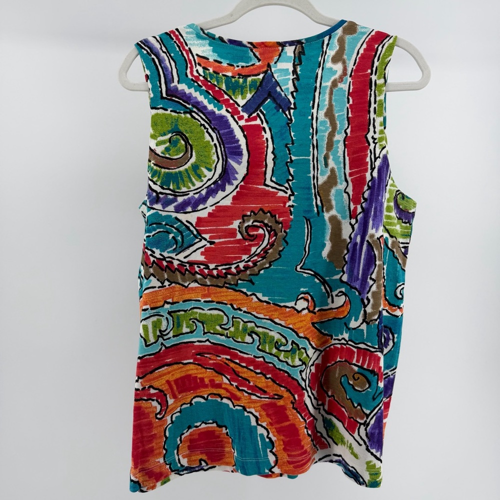 Vintage Additions by Chico's Colorful Abstract Print Sleeveless Top, Women's XL - Picture 4 of 6
